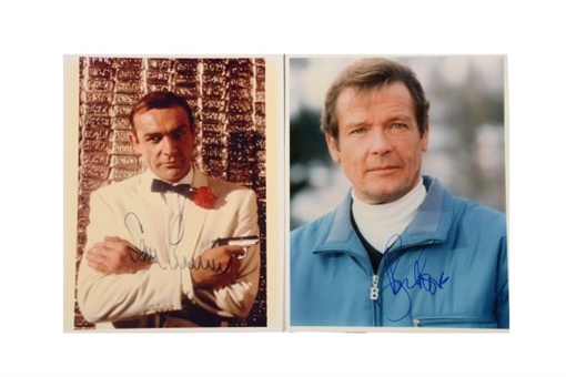 James Bond Autographed Lot of 2 Photos (Sean Connery and Roger Moore)